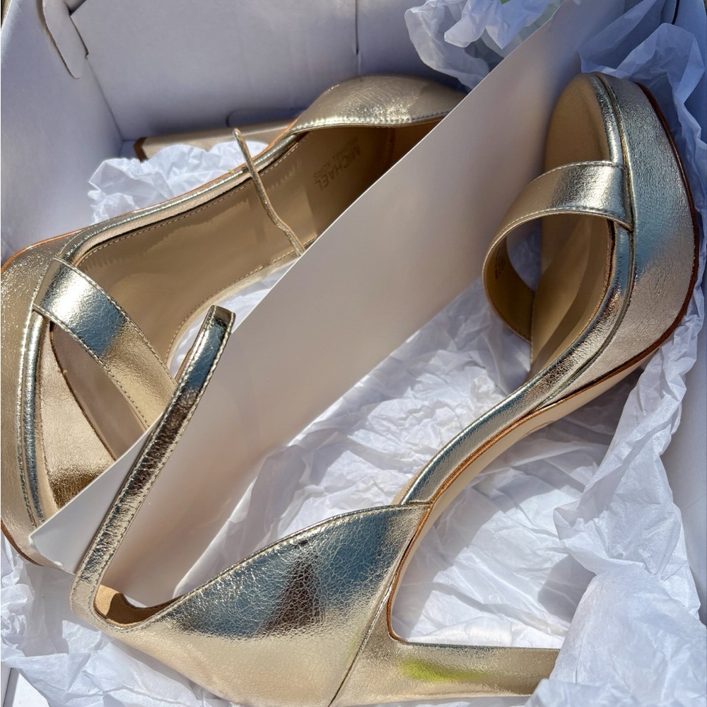 MICHAEL Michael Kors Gold Sandals with Block Heel